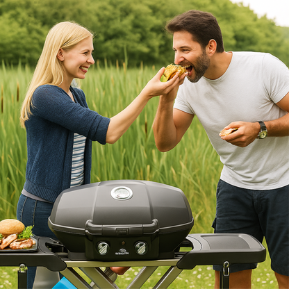 Parrilla Portátil a Gas TravelQ™ 285X con Carrito Tipo Tijera – Napoleon (Negro)